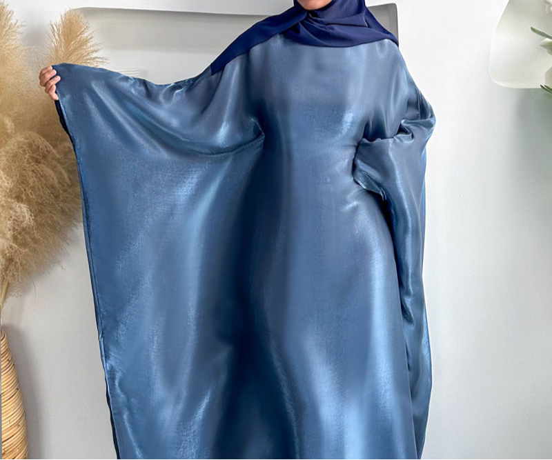 Opaline Butterfly Inner Tie Abaya - Charcoal Mist