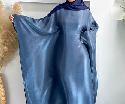 Opaline Butterfly Inner Tie Abaya - Charcoal Mist