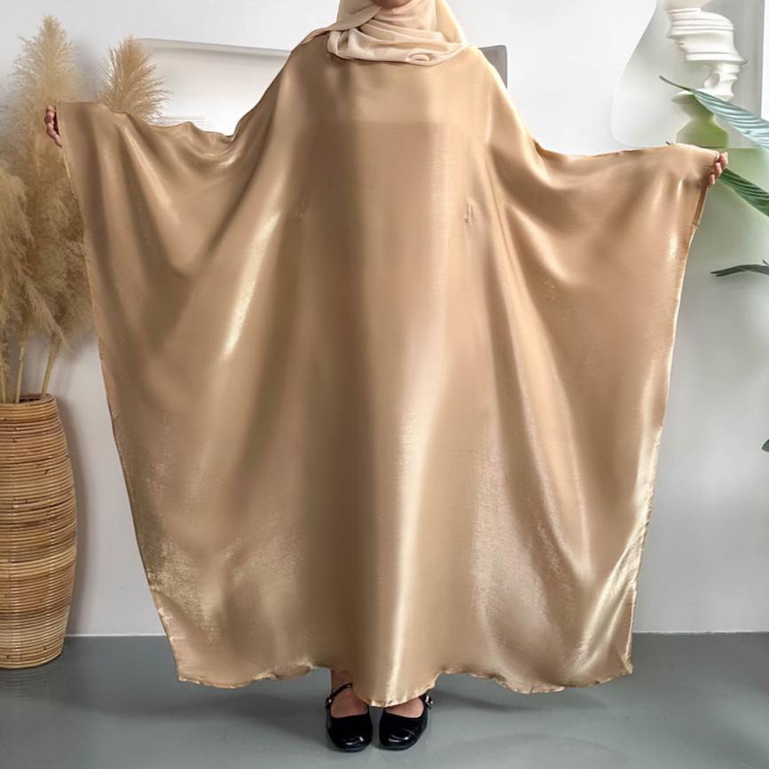 Opaline Butterfly Inner Tie Abaya - Sahara Khaki