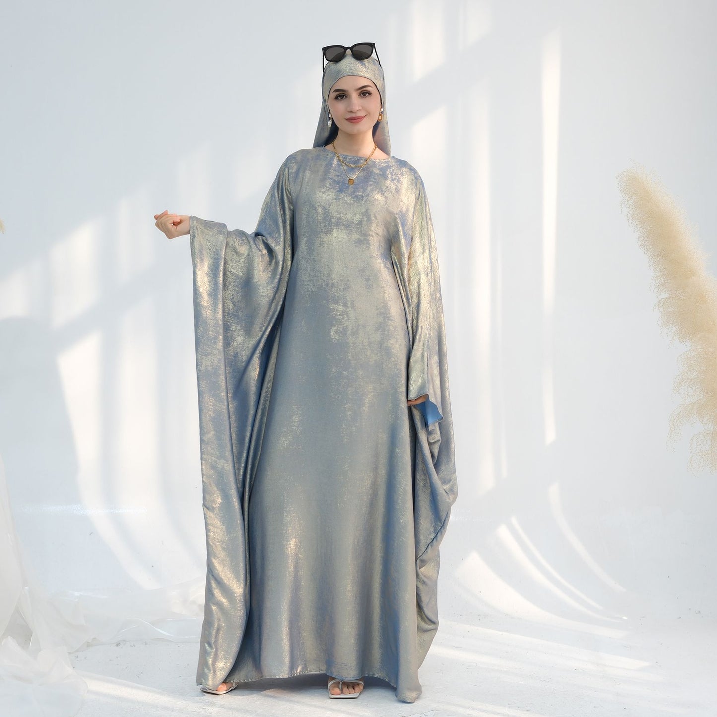 Celestial Mirage Abaya - Silver Blue Mist