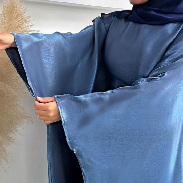 Opaline Butterfly Inner Tie Abaya - Charcoal Mist