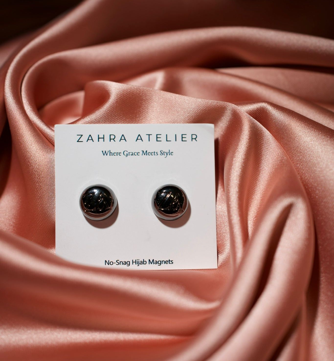Ultra-Strong No-Snag Hijab Magnets — Metallic Black
