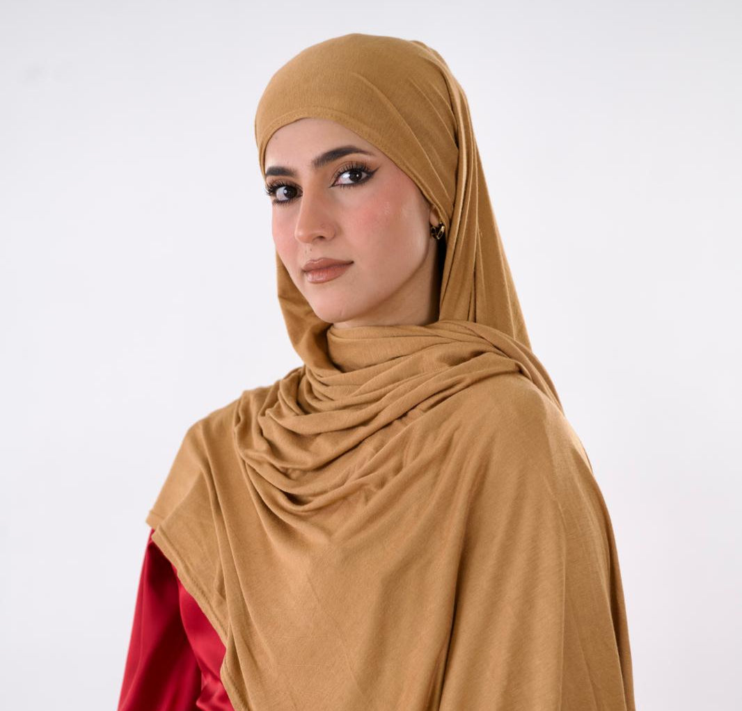 Premium Jersey Hijab — Camel