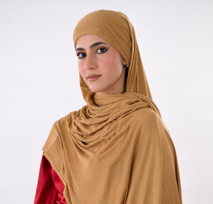 Premium Jersey Hijab — Camel