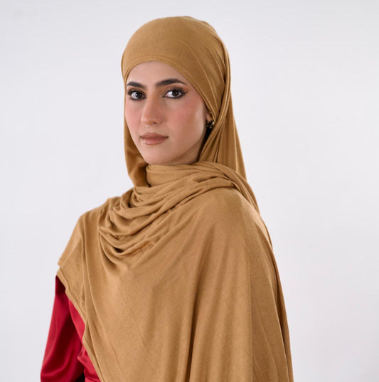 Premium Jersey Hijab — Camel