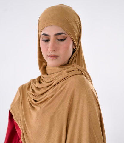 Premium Jersey Hijab — Camel