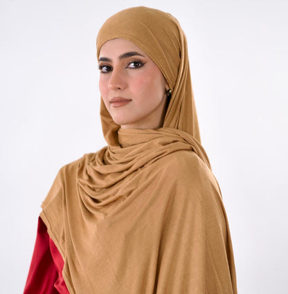 Premium Jersey Hijab — Camel