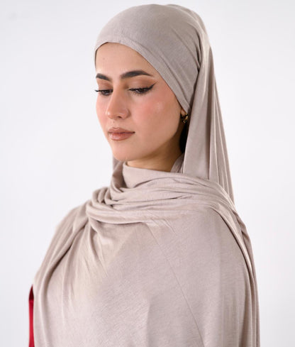 Premium Jersey Hijab — Warm Latte