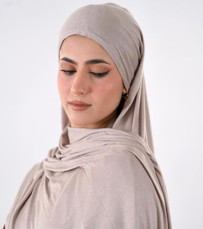 Premium Jersey Hijab — Warm Latte