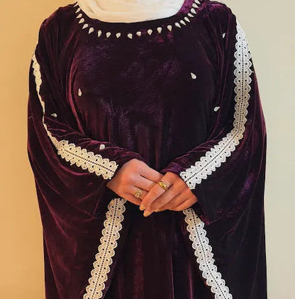 Velvet Butterfly Abaya – Garnet Plum