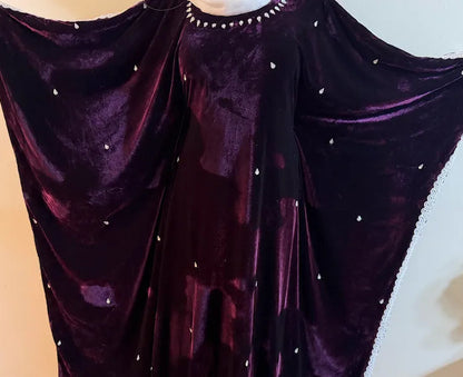 Velvet Butterfly Abaya – Garnet Plum