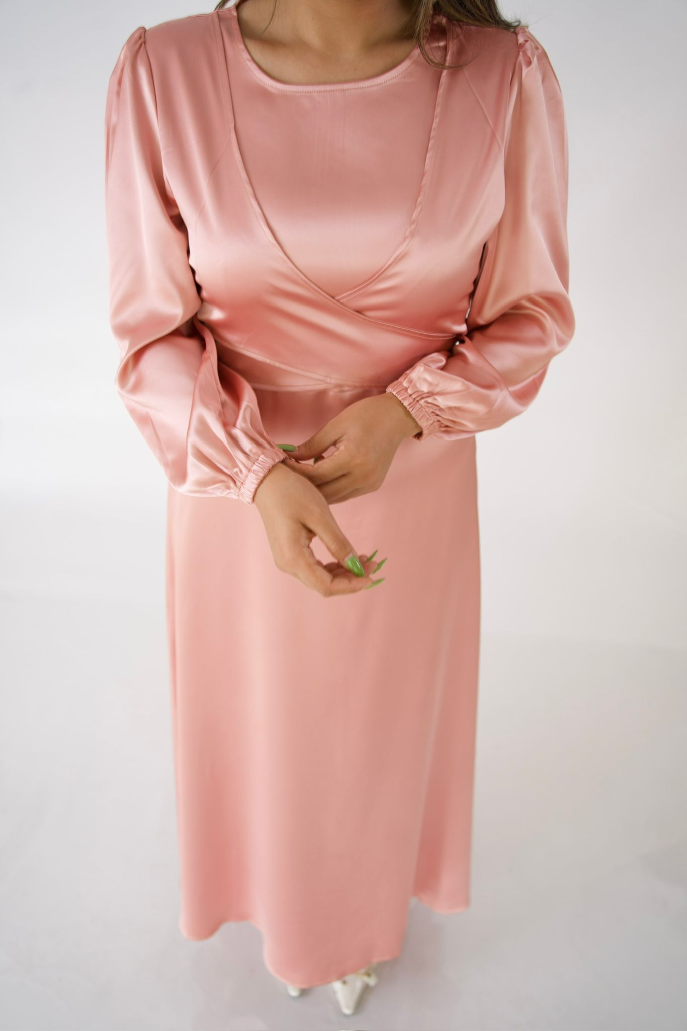 Virelle Satin Melon Tie Maxi Dress