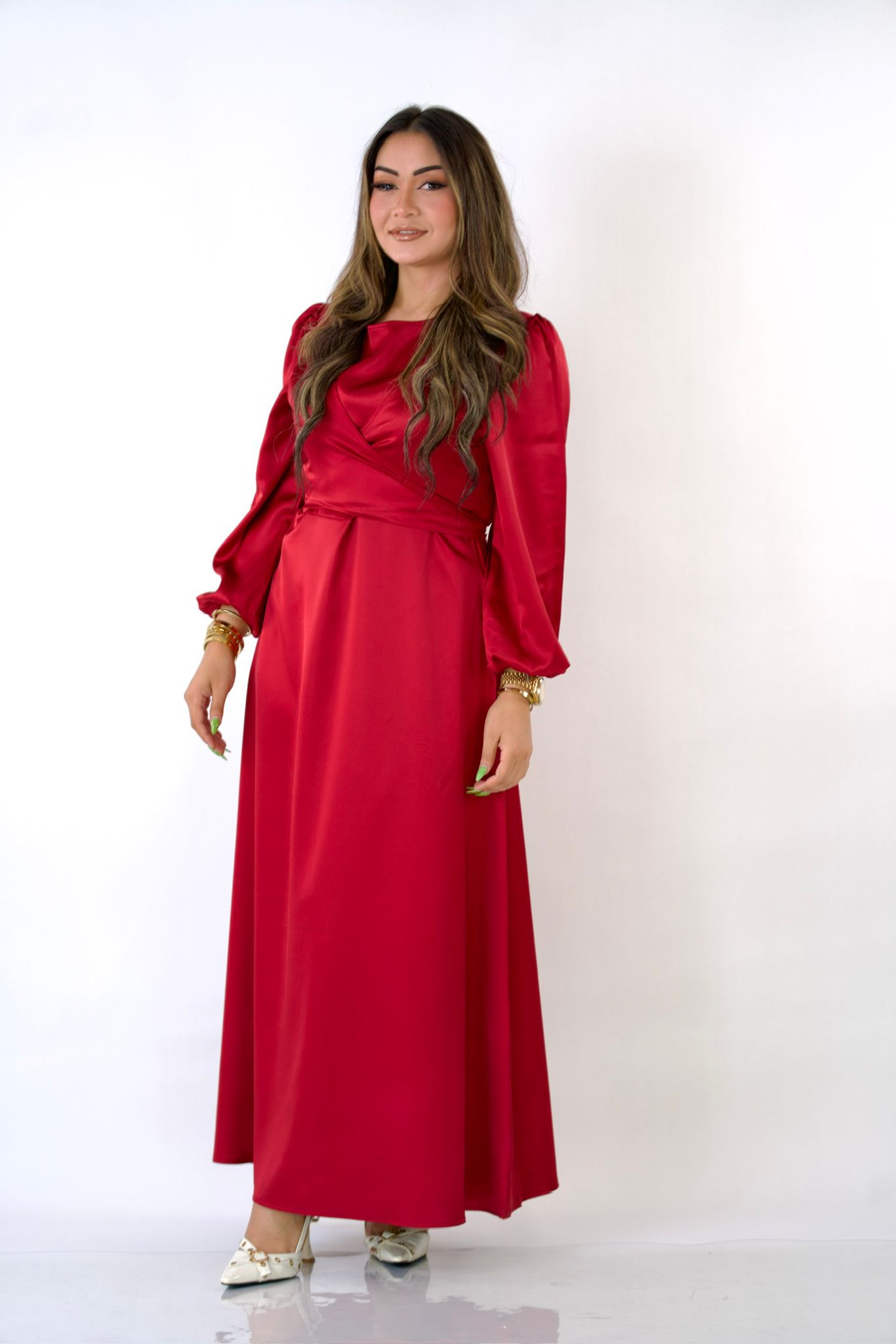 Virelle Satin Wine Tie Maxi Dress