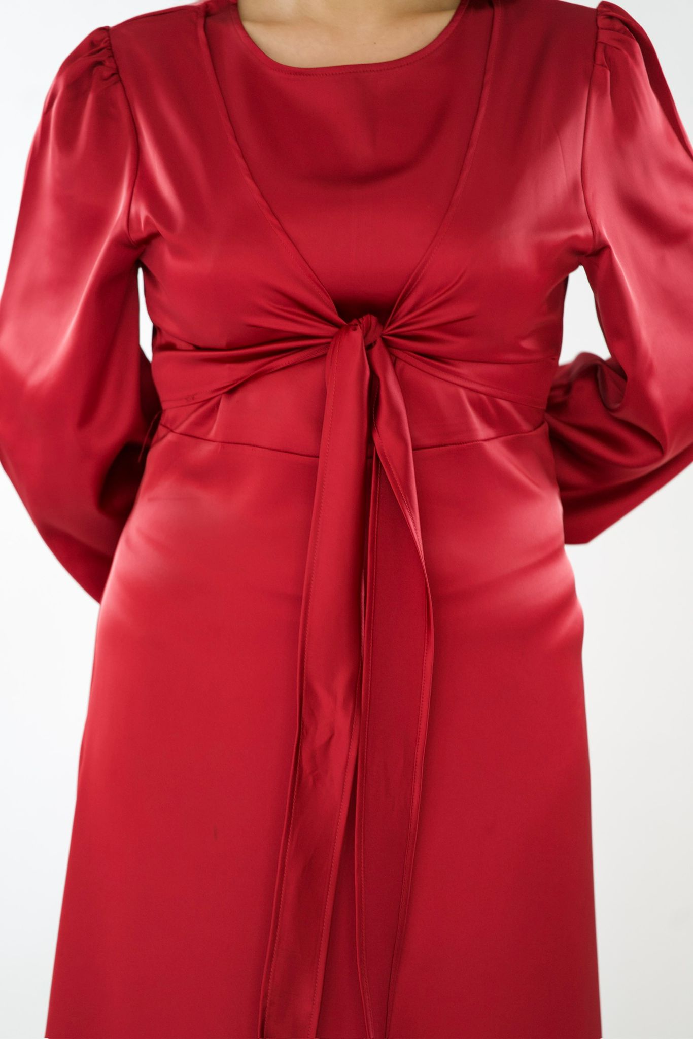 Virelle Satin Wine Tie Maxi Dress