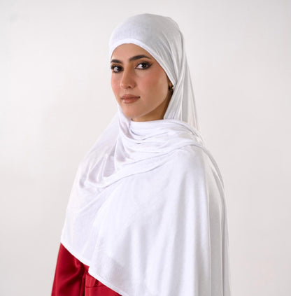 Premium Jersey Hijab — Snowdrop White