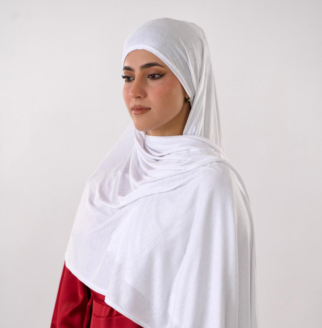 Premium Jersey Hijab — Snowdrop White