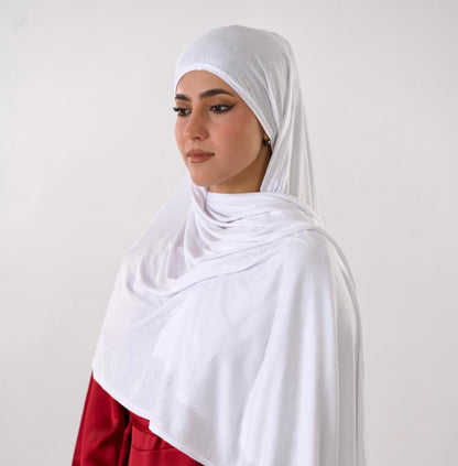 Premium Jersey Hijab — Snowdrop White