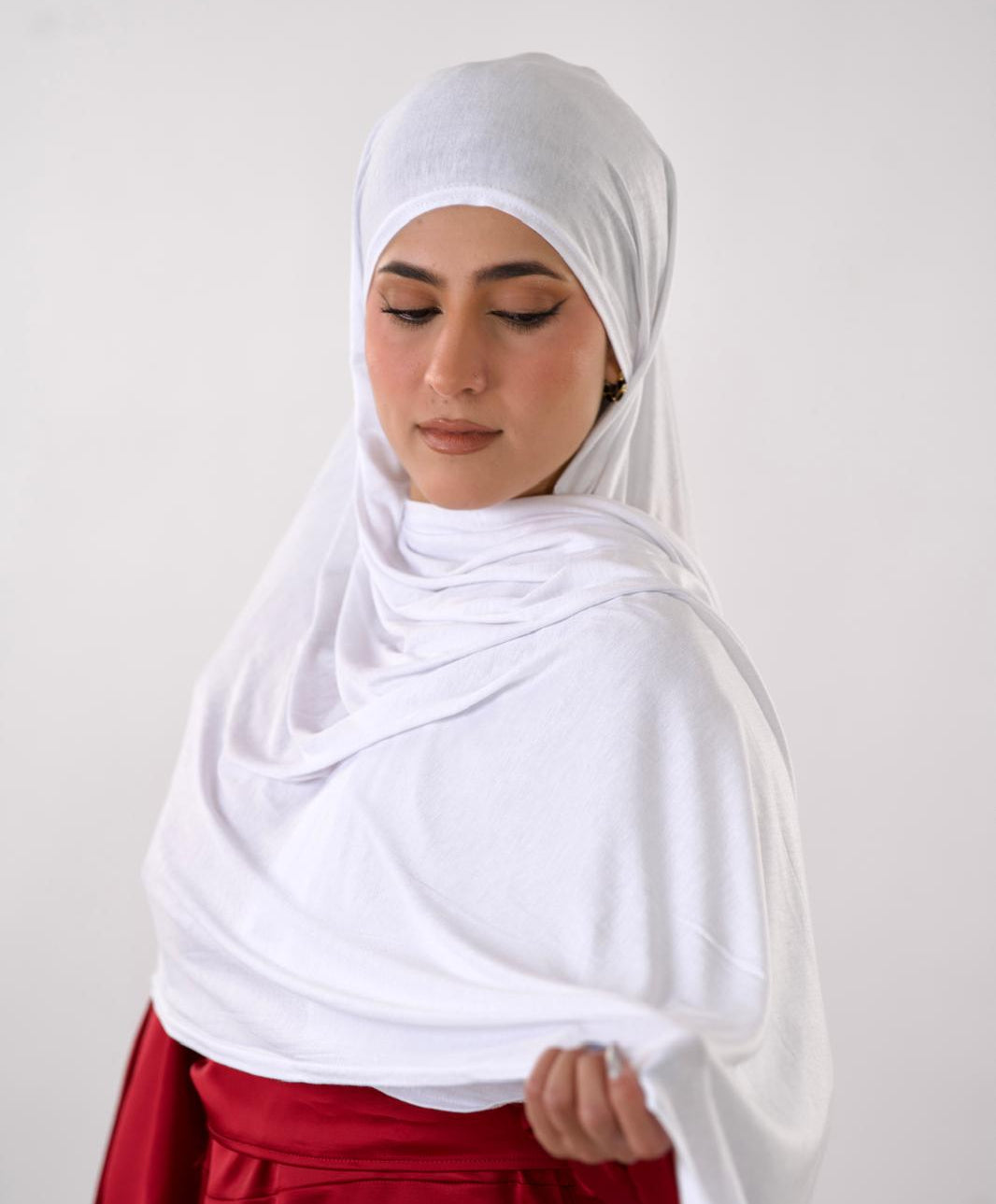 Premium Jersey Hijab — Snowdrop White