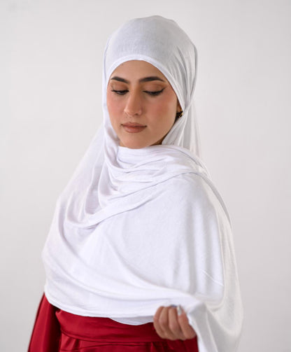 Premium Jersey Hijab — Snowdrop White