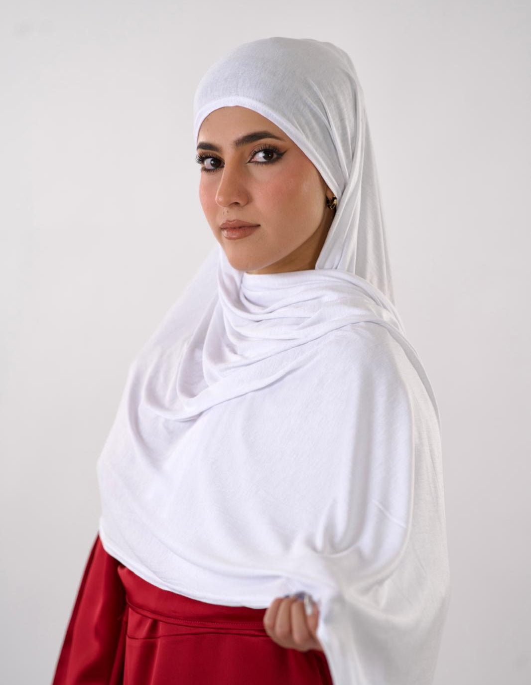 Premium Jersey Hijab — Snowdrop White