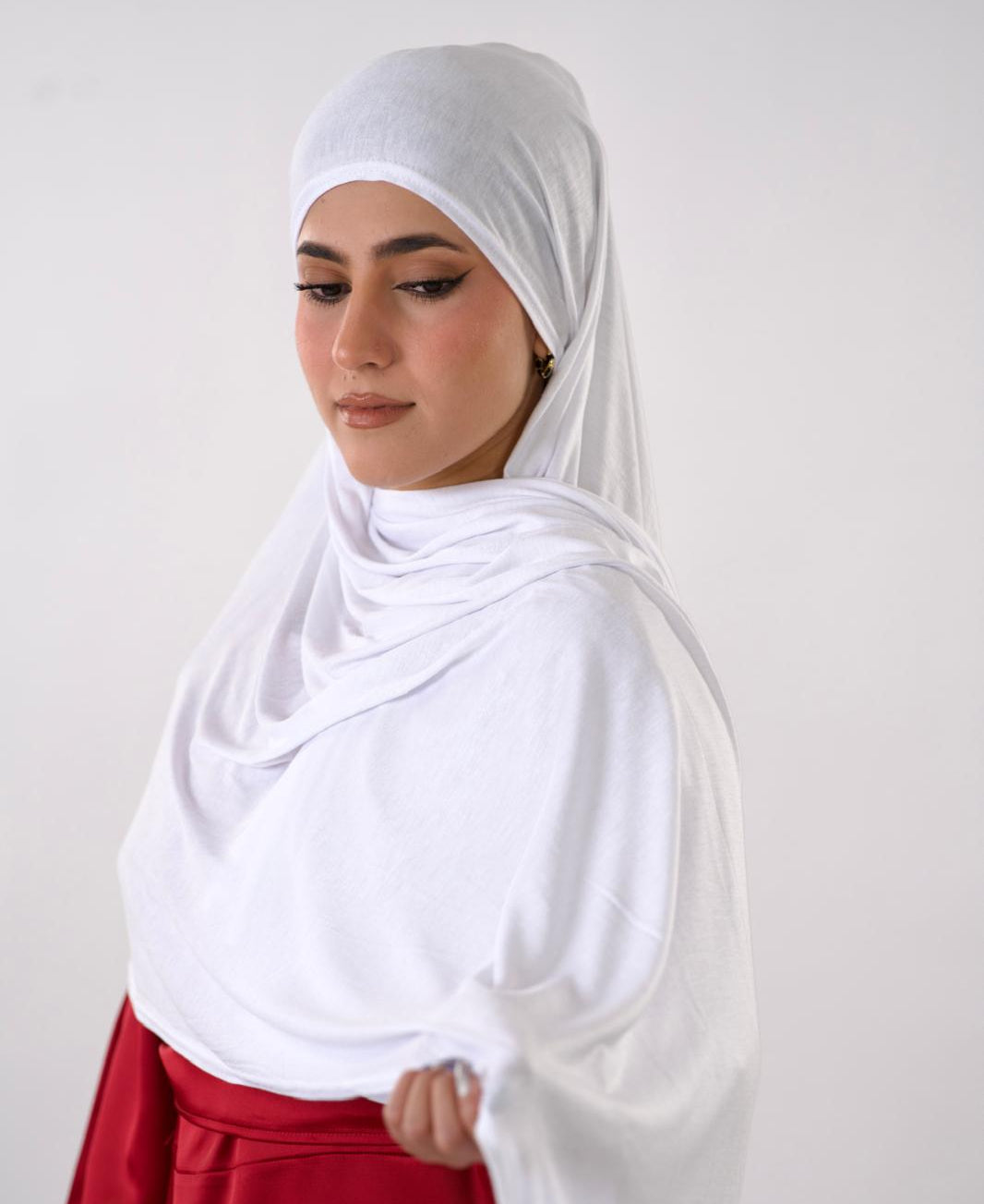 Premium Jersey Hijab — Snowdrop White