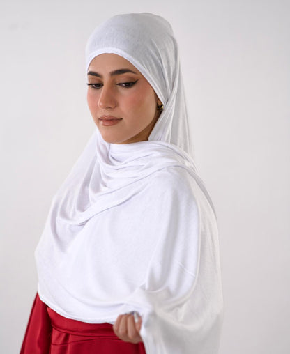 Premium Jersey Hijab — Snowdrop White