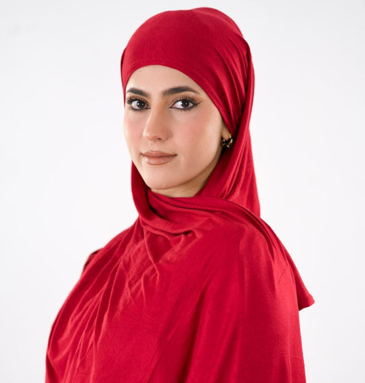 Premium Jersey Hijab — Wine Red