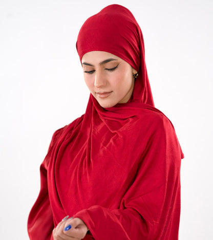 Premium Jersey Hijab — Wine Red