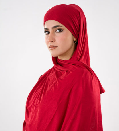 Premium Jersey Hijab — Wine Red