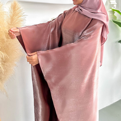 Opaline Butterfly Inner Tie Abaya - Pink Mauve