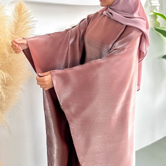 Opaline Butterfly Inner Tie Abaya - Pink Mauve