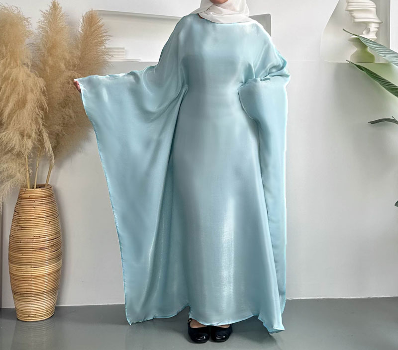 Opaline Butterfly Inner Tie Abaya - Moonlight Blue