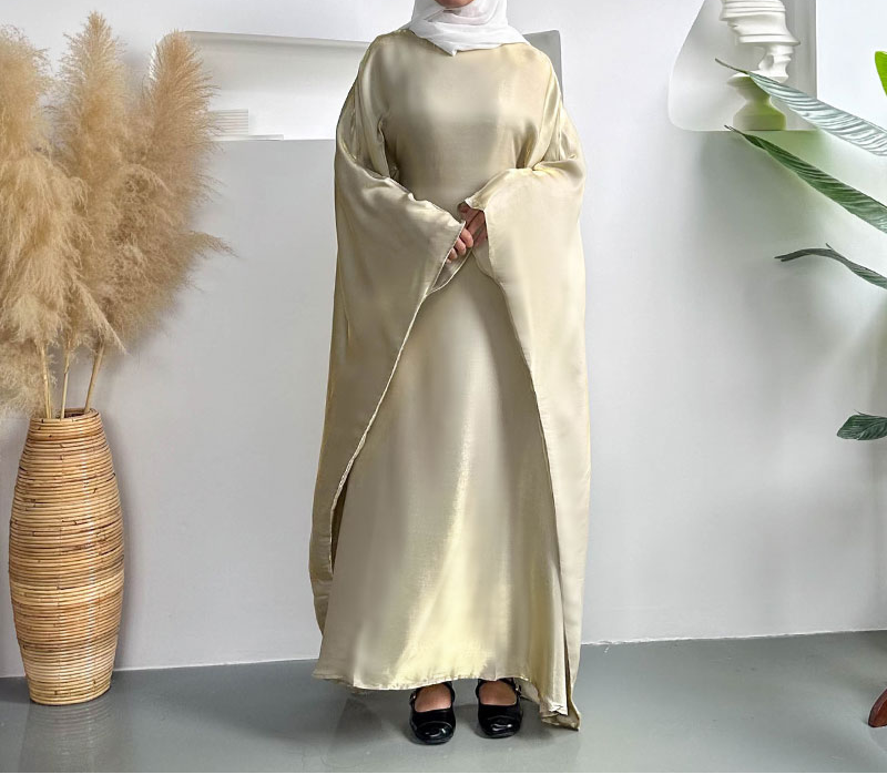 Opaline Butterfly Inner Tie Abaya - Camel Dusk