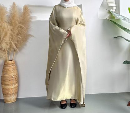 Opaline Butterfly Inner Tie Abaya - Camel Dusk